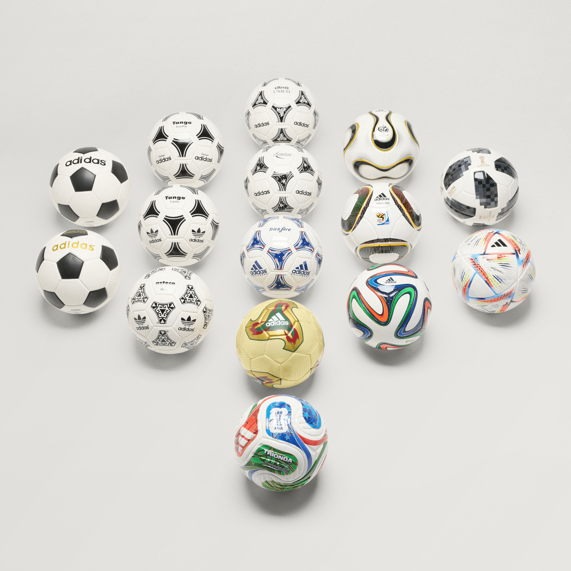 SET OF HISTORICAL MINI BALLS FROM THE FIFA WORLD CUP