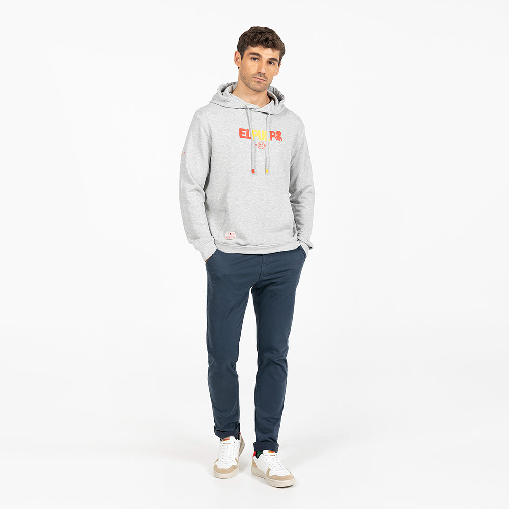 SUDADERA GRIS CAPUCHA LETTERING