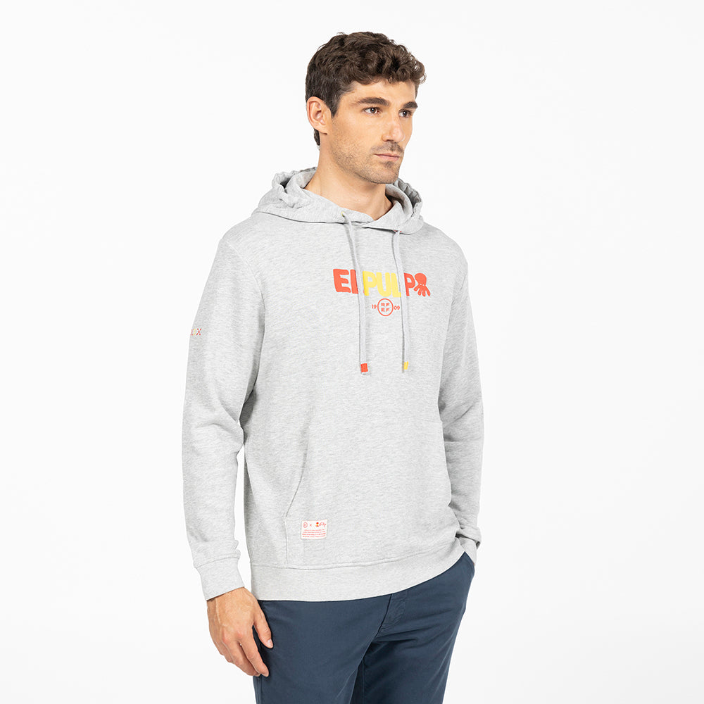 SUDADERA GRIS CAPUCHA LETTERING