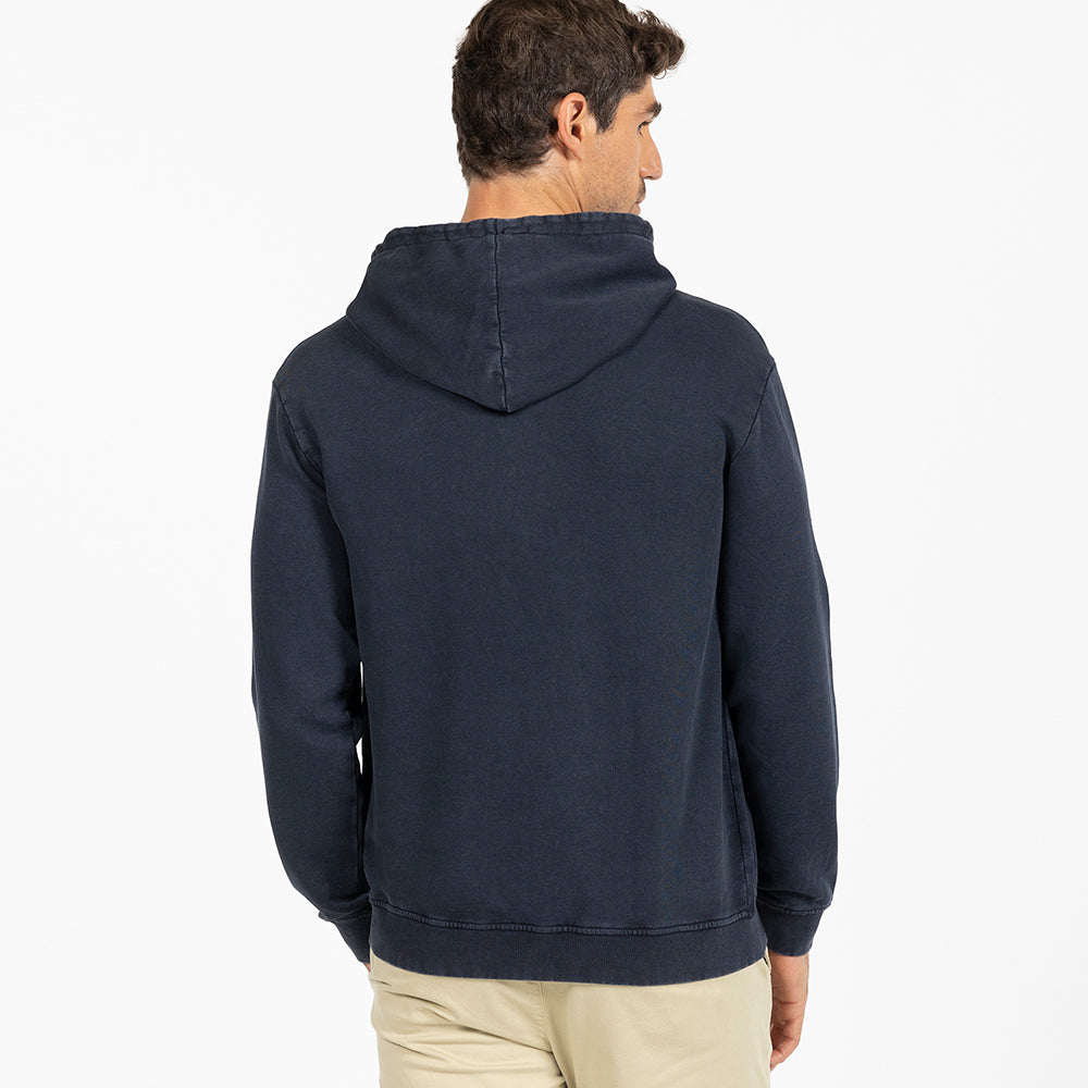 BLUE SWEATSHIRT WITH LETTERING HOOD